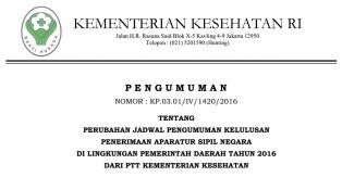 Pengumuman : Perubahan Pengumuman Jadwal Kelulusan Penerimaan ASN di Lingkungan Pemda Tahun 2016 Dar